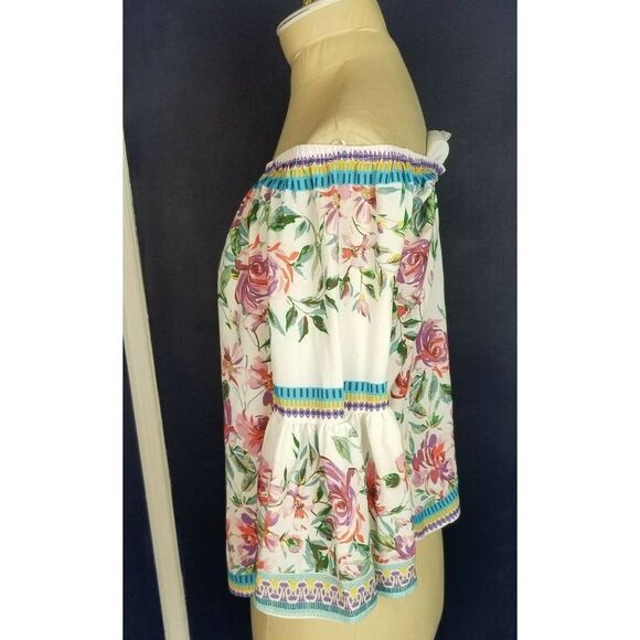 Jealous Tomato Women's Floral Boho Bell Sleeves Top Blouse size XS - Picture 4 of 4